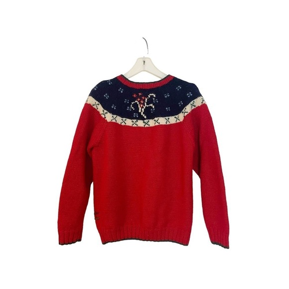 SKYR Vintage Holiday Cardigan Sweater Embroidered Red Women’s Size L - Picture 4 of 12